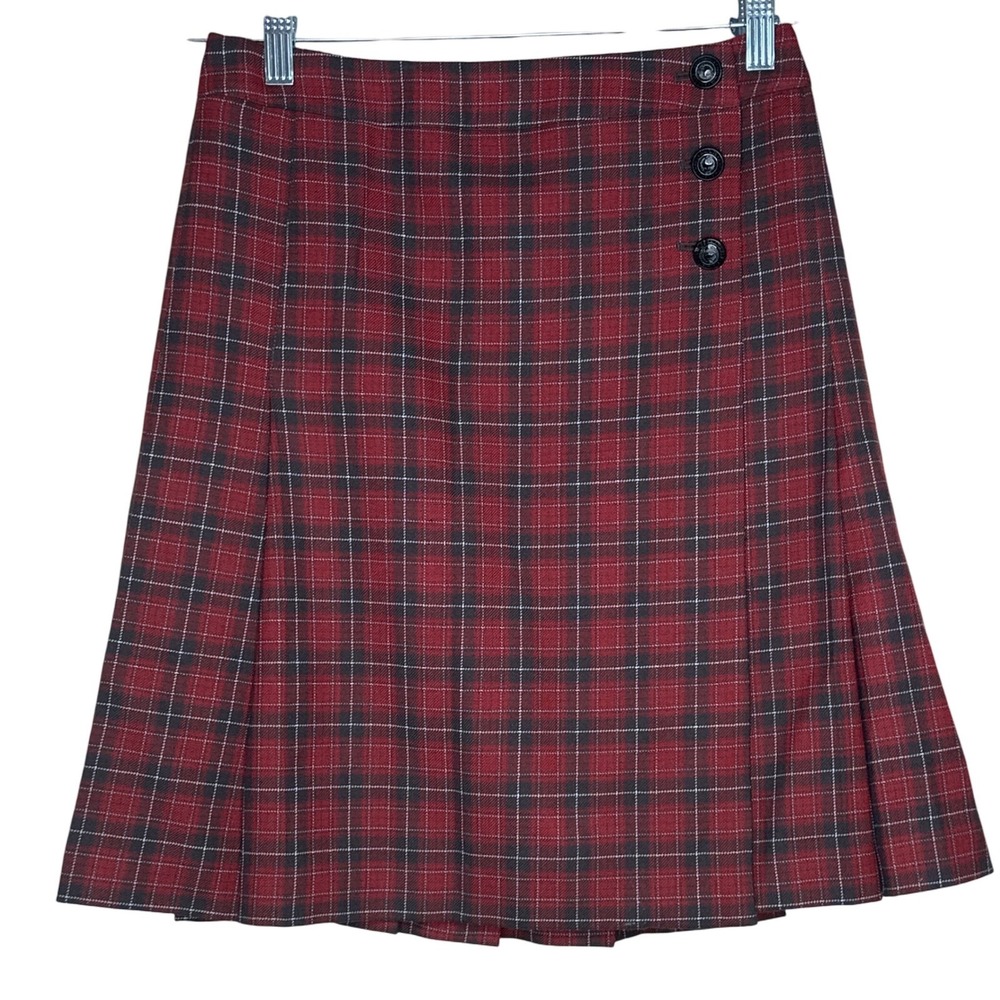 Brooks Brothers Red Plaid Pleated Kilt Skirt Women 2 Wool Blend Preppy Academic